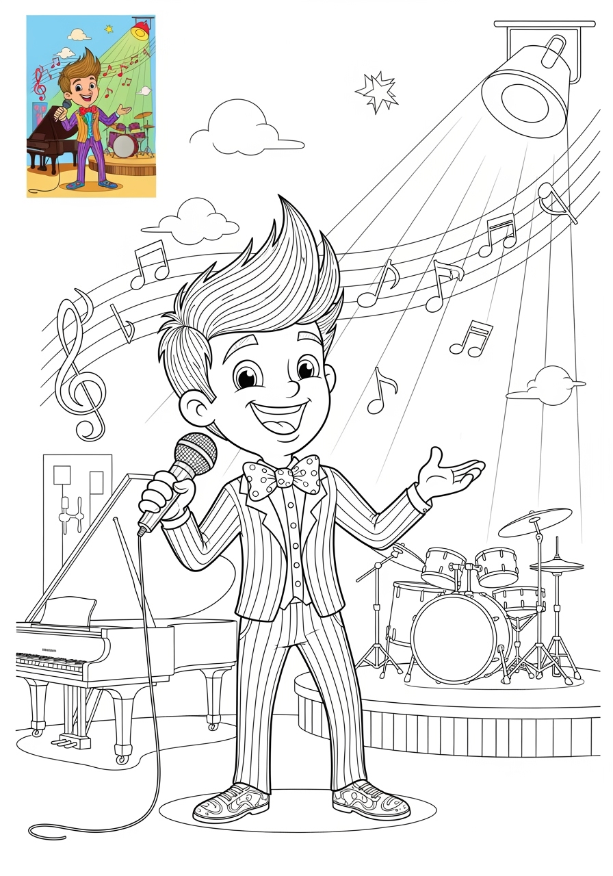 advanced people and professions Artists & Performers singer kids coloring page 0