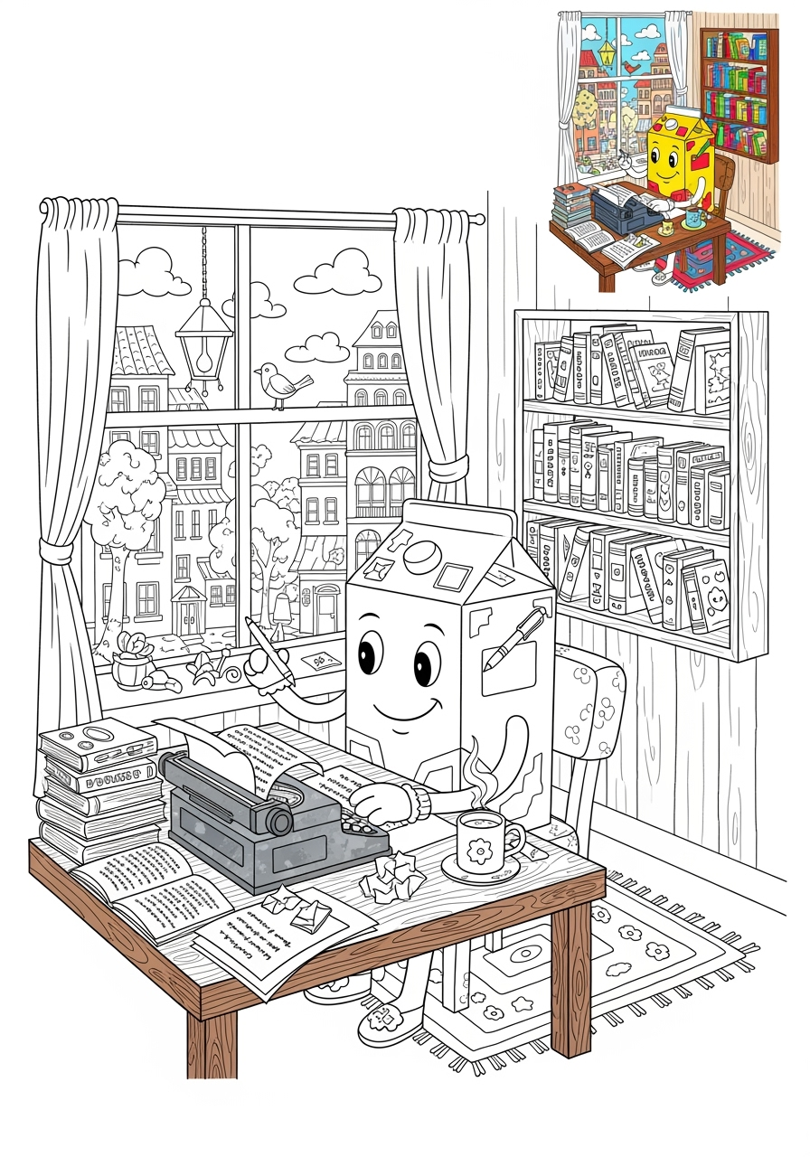 advanced people and professions Artists & Performers writer kids coloring page 1