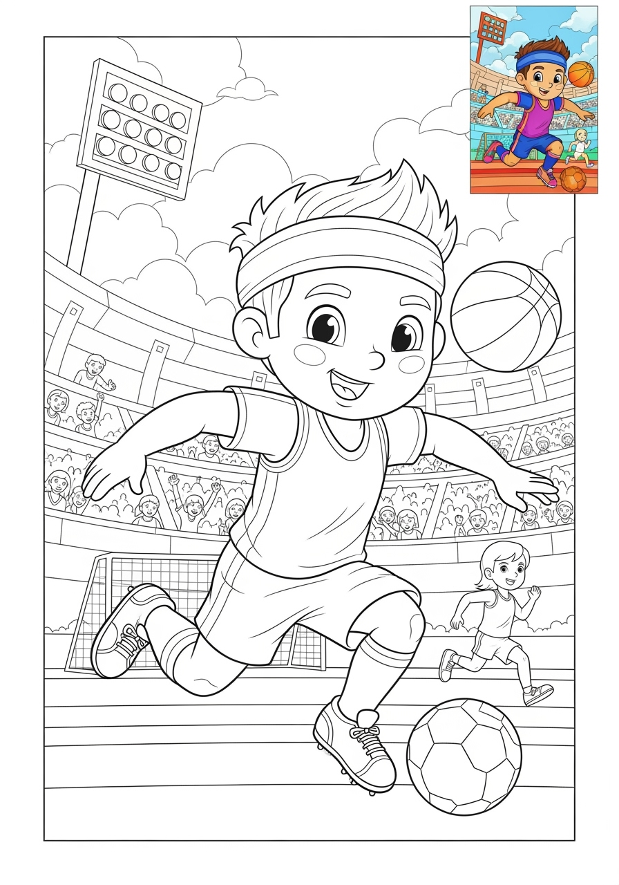 advanced people and professions Sports & Athletes athlete kids coloring page 1
