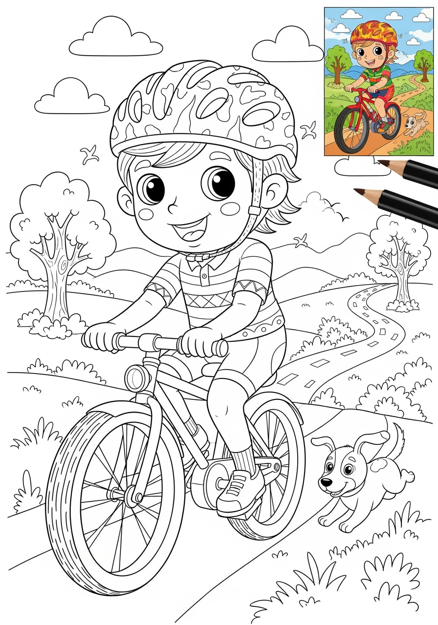 advanced people and professions Sports & Athletes cyclist kids coloring page 0