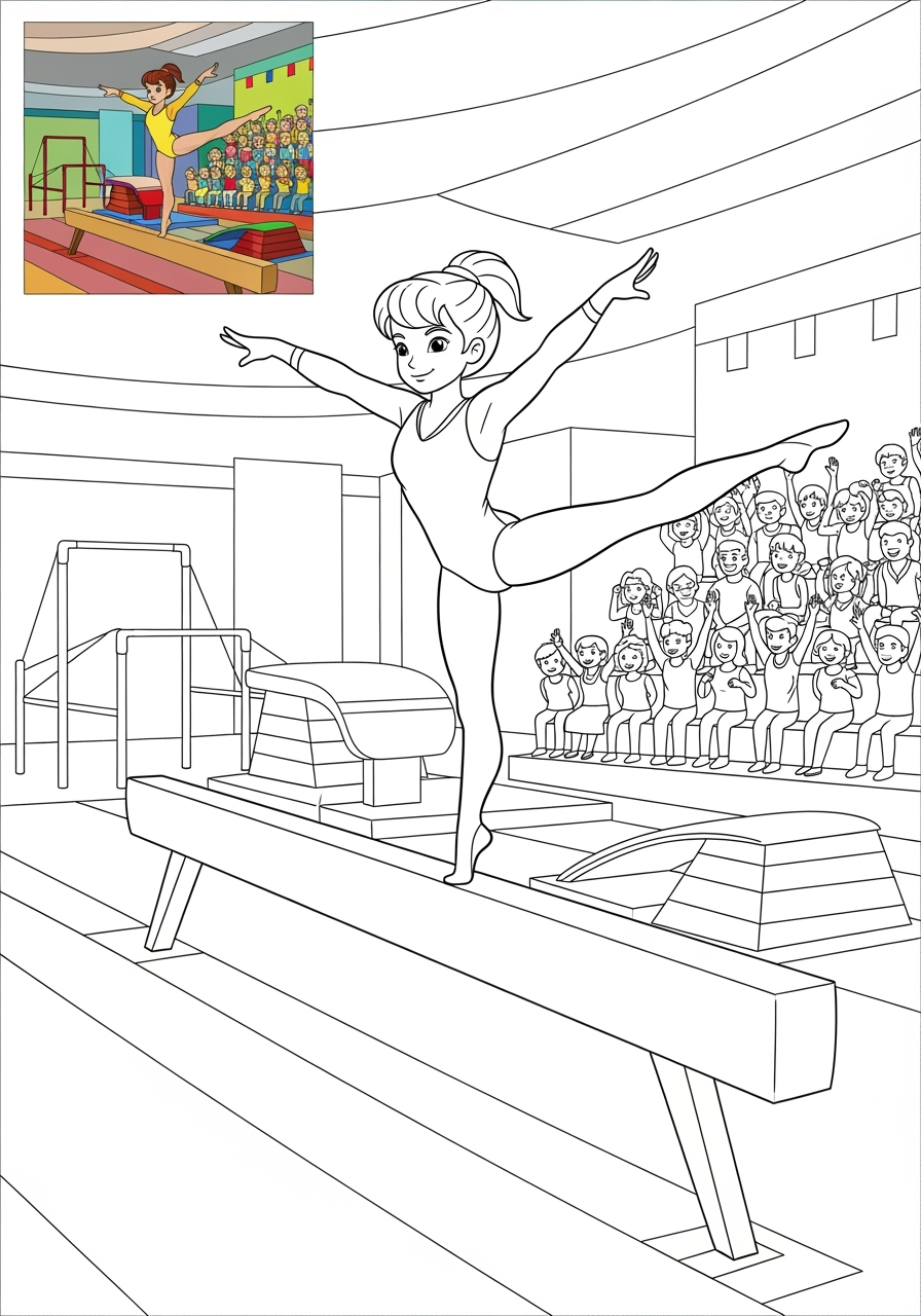advanced people and professions Sports & Athletes gymnast kids coloring page 0