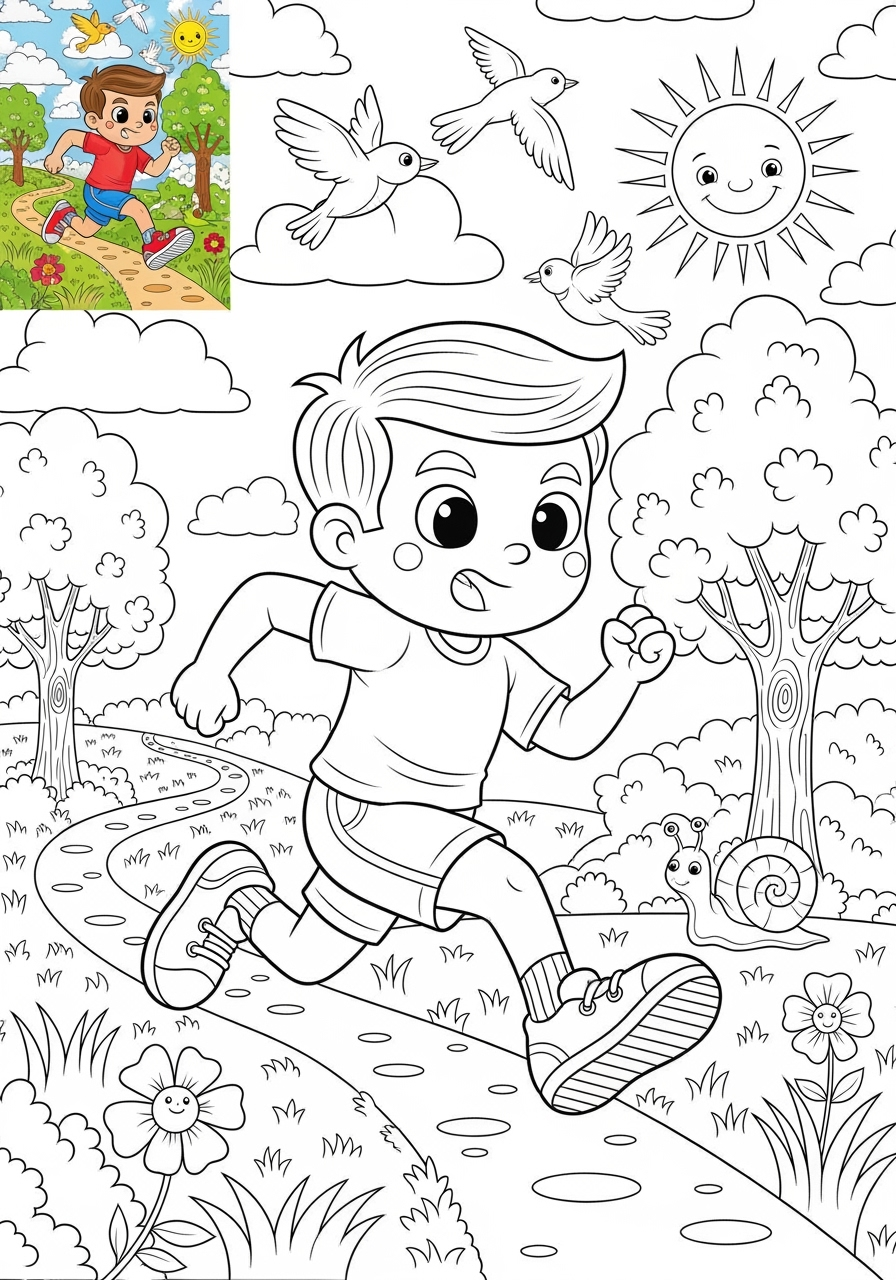 advanced people and professions Sports & Athletes runner kids coloring page 0