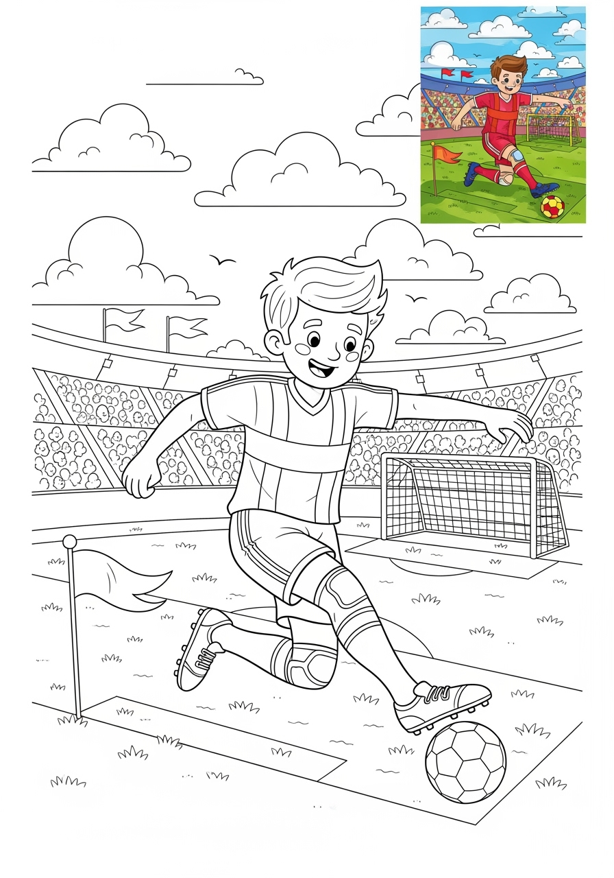 advanced people and professions Sports & Athletes soccer player kids coloring page 0