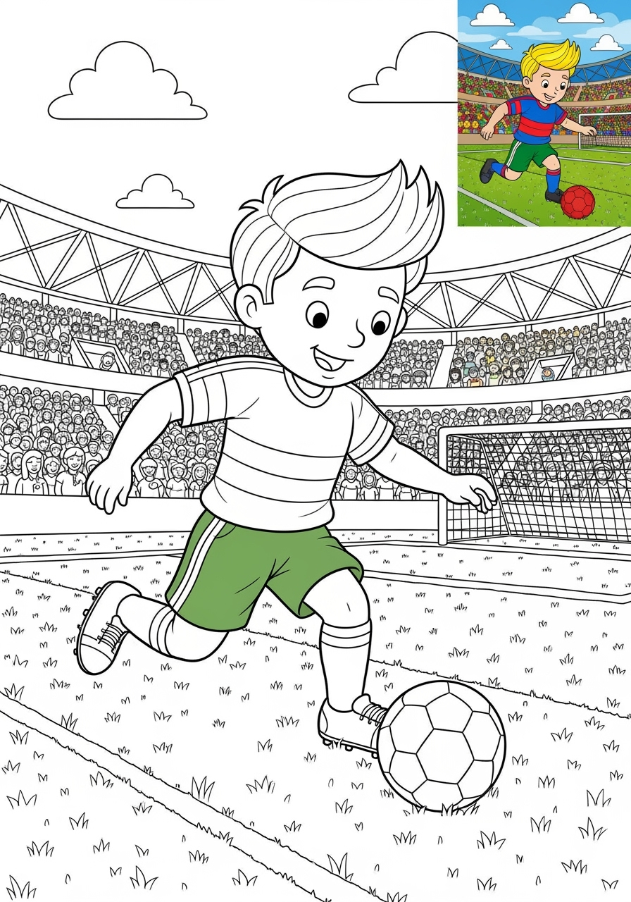advanced people and professions Sports & Athletes soccer player kids coloring page 1