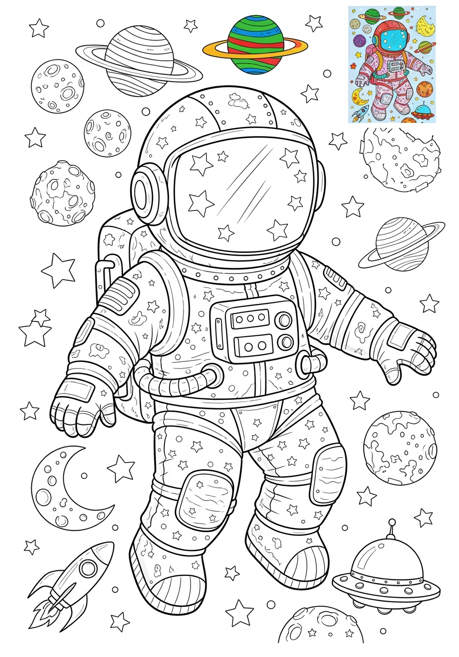 advanced people and professions その他の職業 astronaut kids coloring page 0