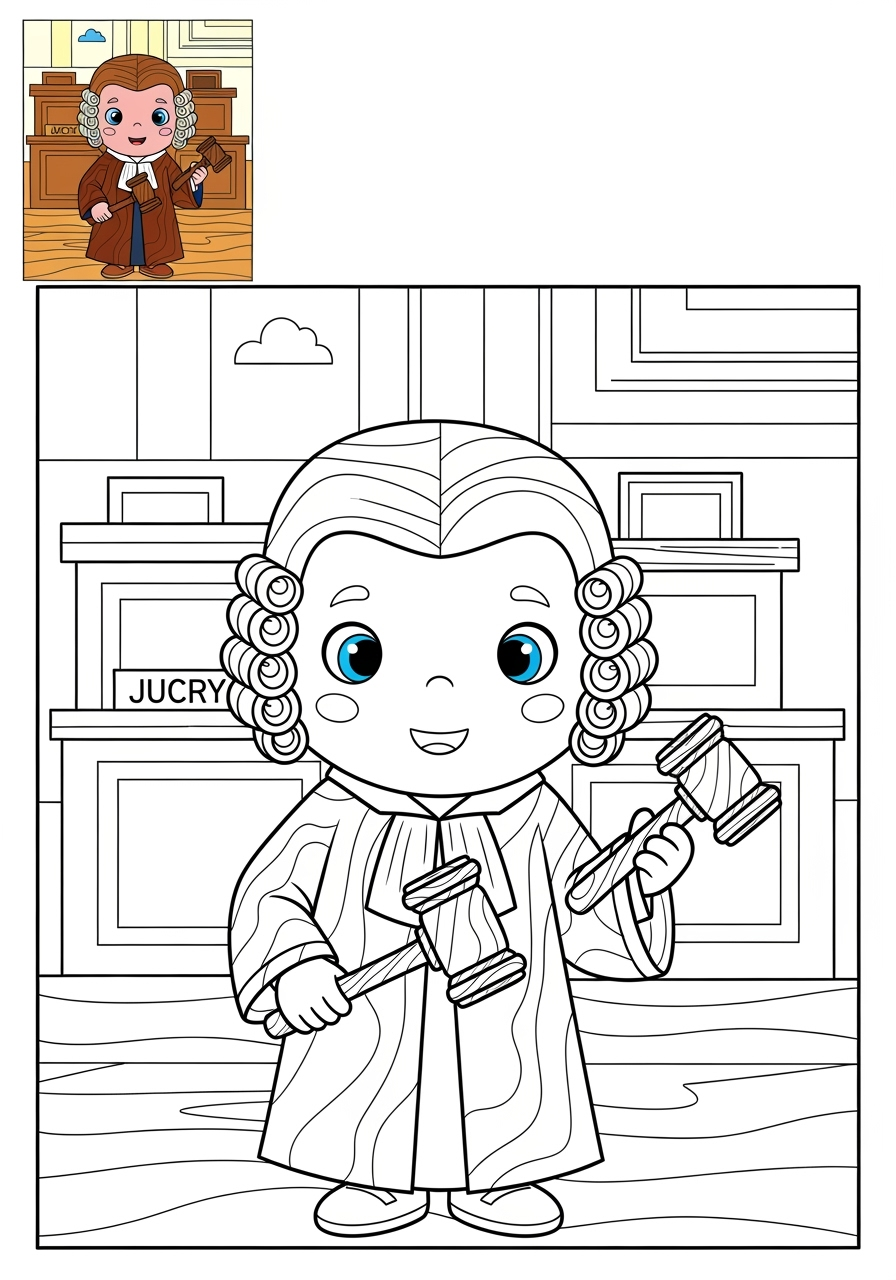 advanced people and professions その他の職業 judge kids coloring page 0