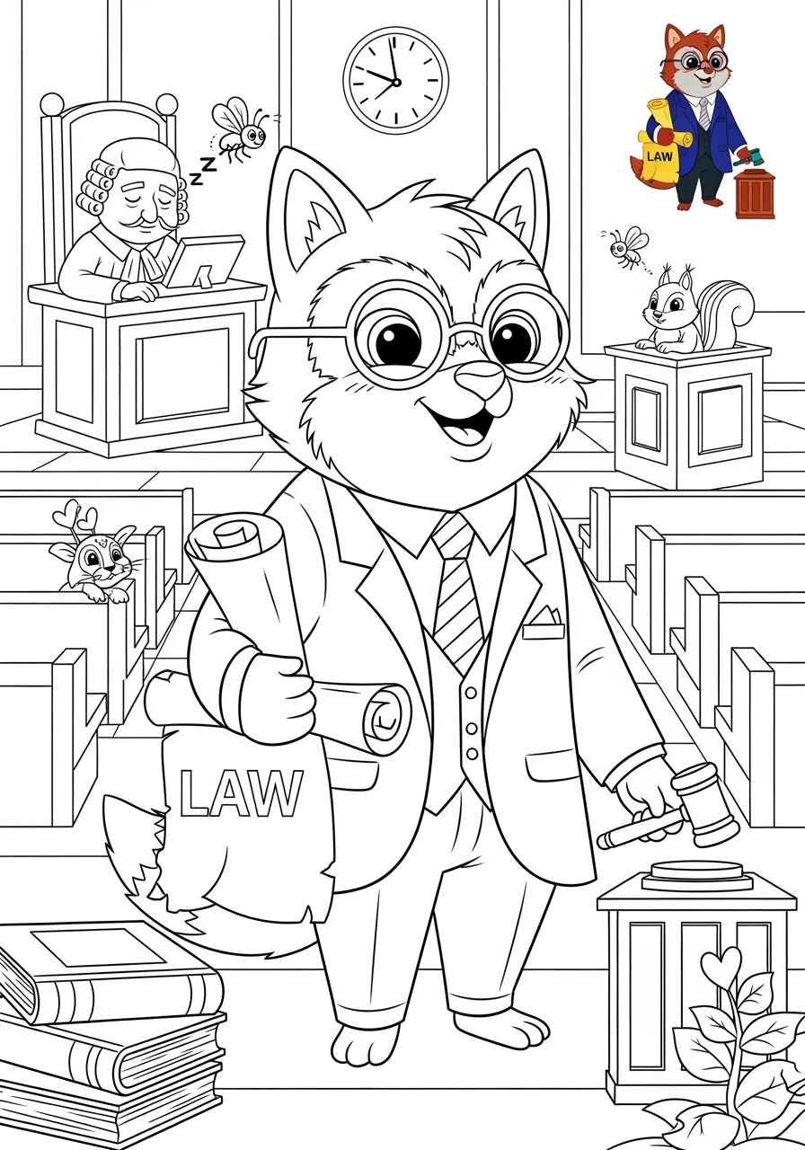 advanced people and professions その他の職業 lawyer kids coloring page 1