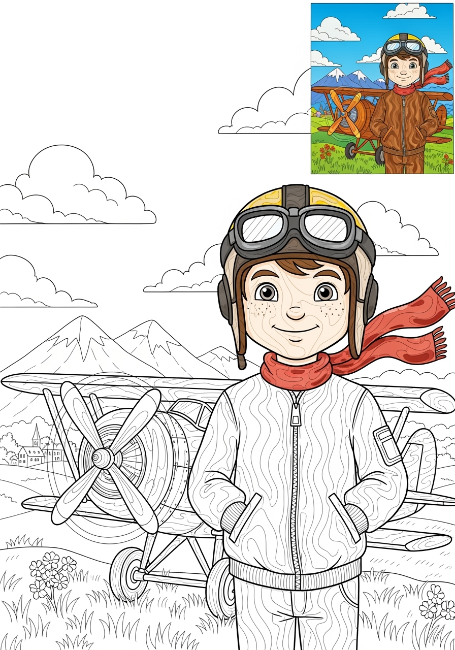 advanced people and professions その他の職業 pilot kids coloring page 0