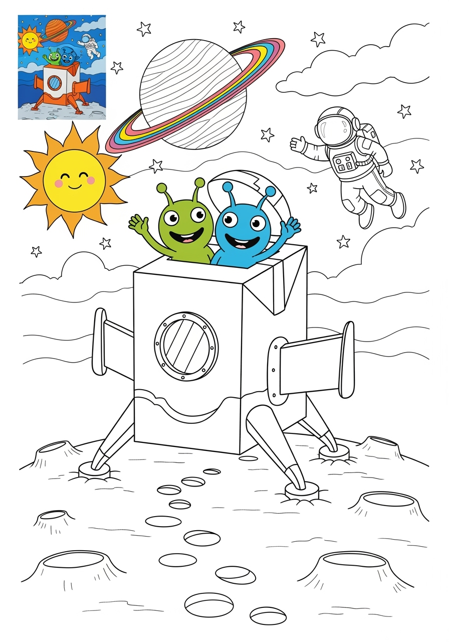 advanced space and astronomy 宇宙船 lander kids coloring page 0