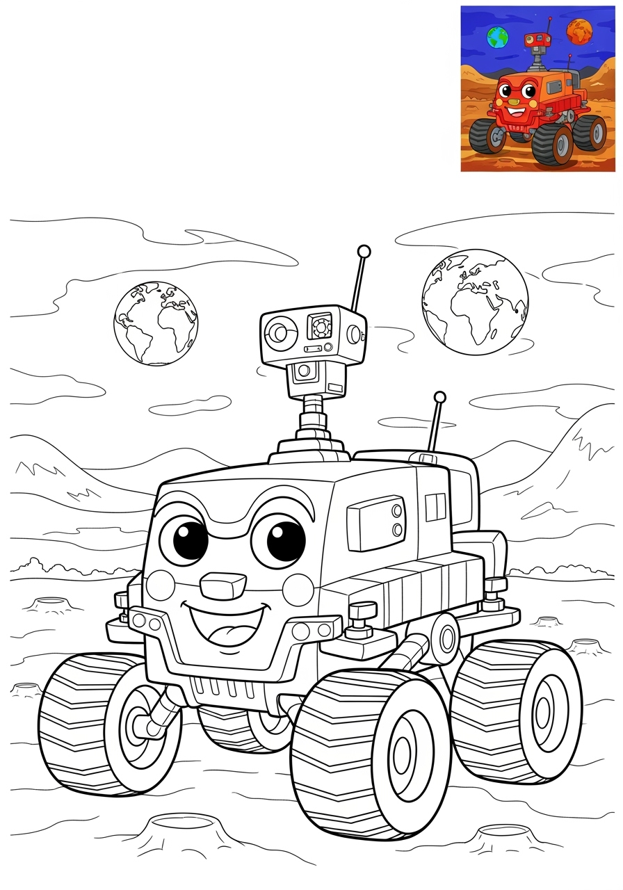 advanced space and astronomy 宇宙船 mars rover kids coloring page 0