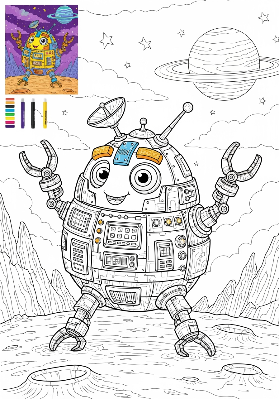advanced space and astronomy 宇宙船 probe kids coloring page 0