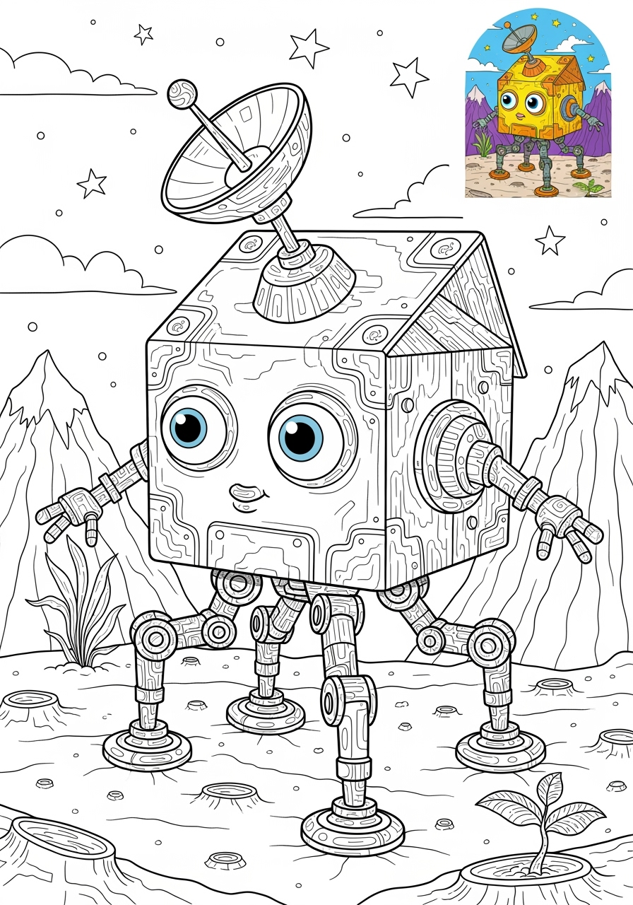 advanced space and astronomy 宇宙船 probe kids coloring page 1