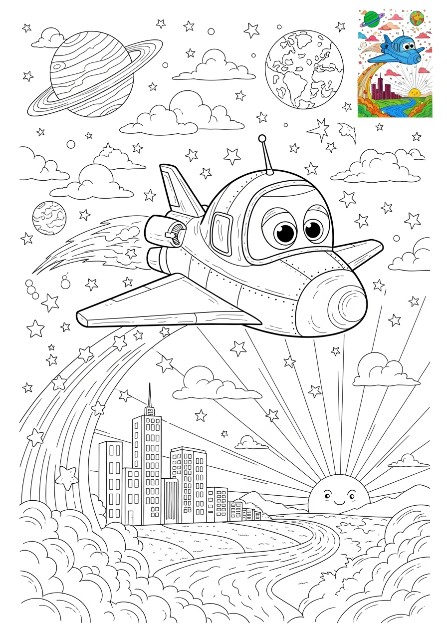 advanced space and astronomy 宇宙船 space shuttle kids coloring page 0