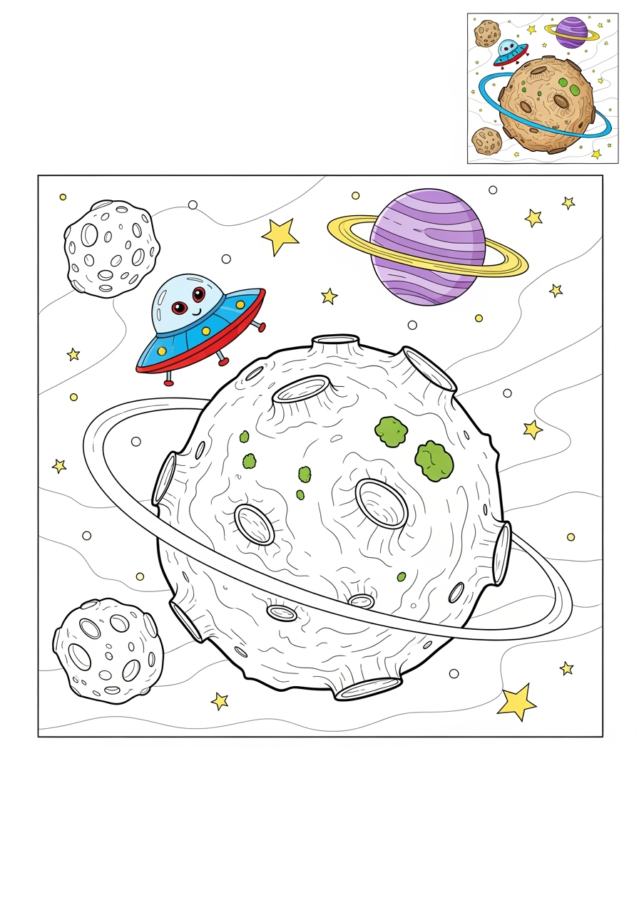 advanced space and astronomy Celestial Bodies asteroid kids coloring page 0