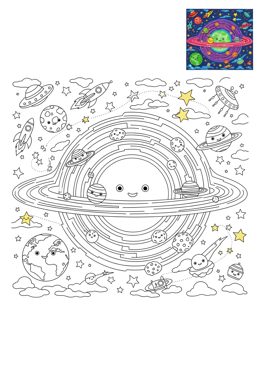 advanced space and astronomy Celestial Bodies black hole kids coloring page 0