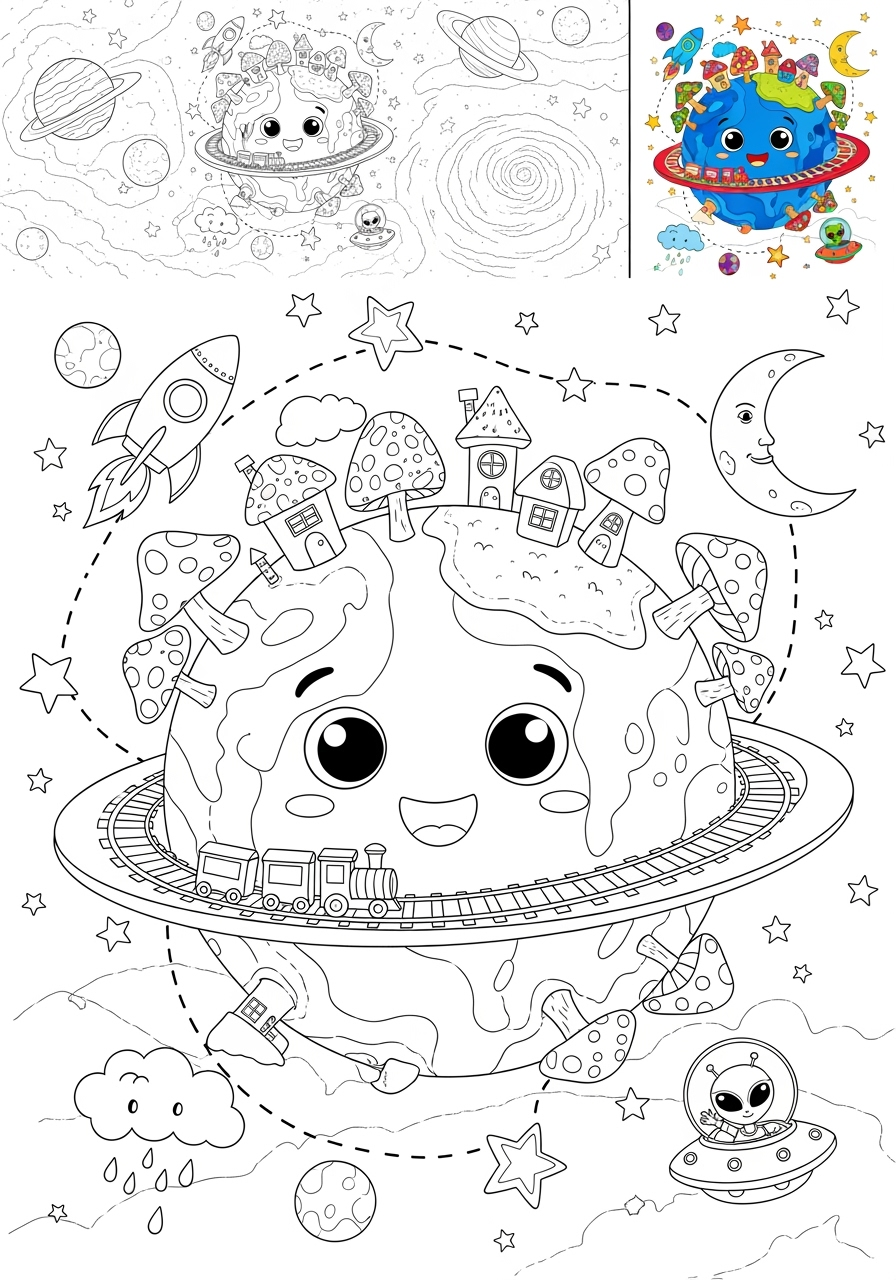 advanced space and astronomy Celestial Bodies planet kids coloring page 0