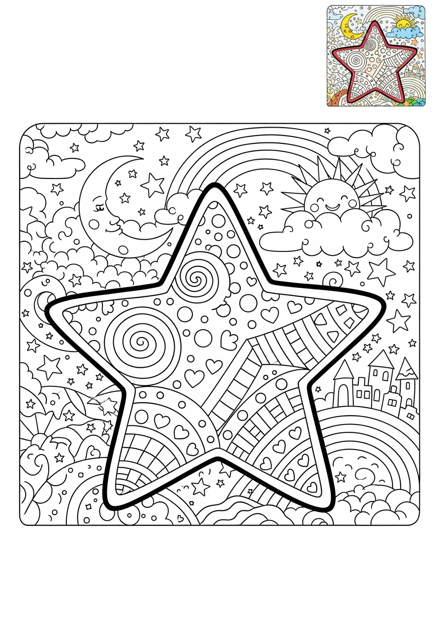 advanced space and astronomy Celestial Bodies star kids coloring page 1
