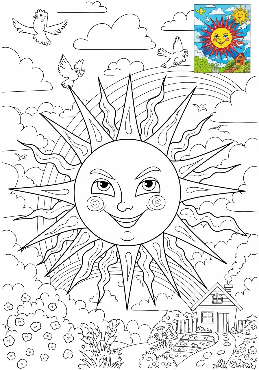 advanced space and astronomy Celestial Bodies sun kids coloring page 0