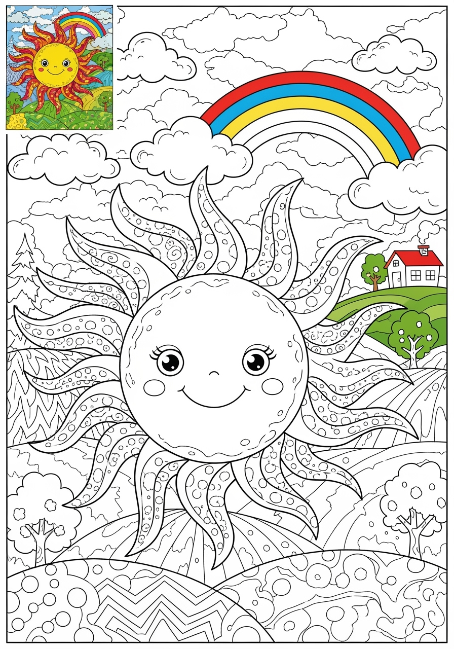 advanced space and astronomy Celestial Bodies sun kids coloring page 1