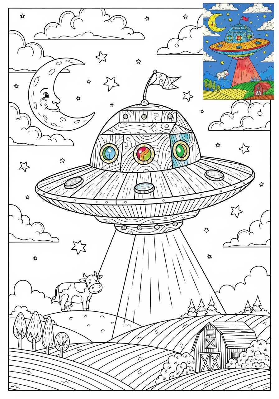 advanced space and astronomy Astronaut & Aliens ufo kids coloring page 1