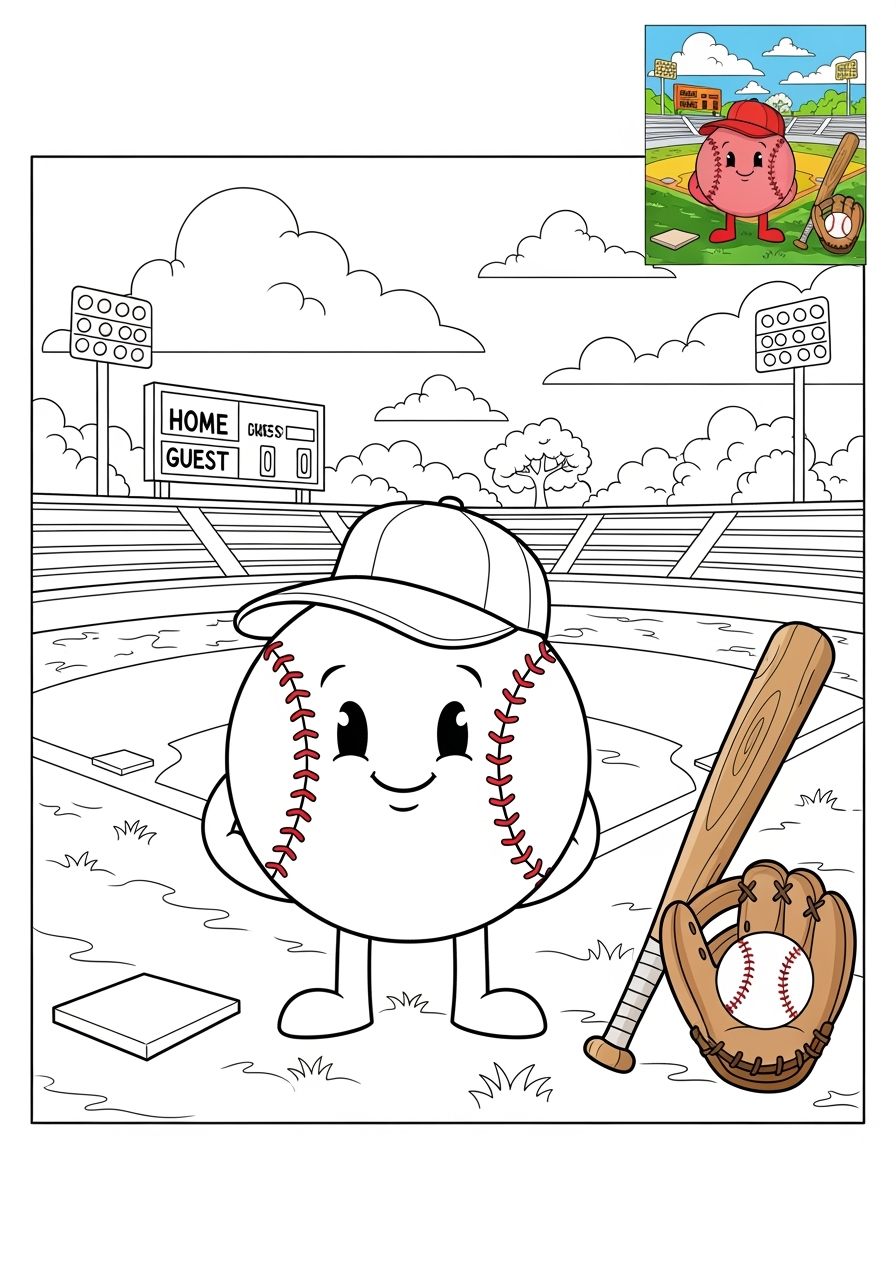 advanced sports and activities Ball Sports baseball kids coloring page 0