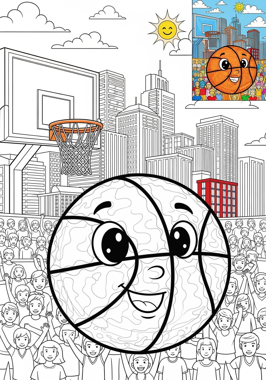 advanced sports and activities Ball Sports basketball kids coloring page 0
