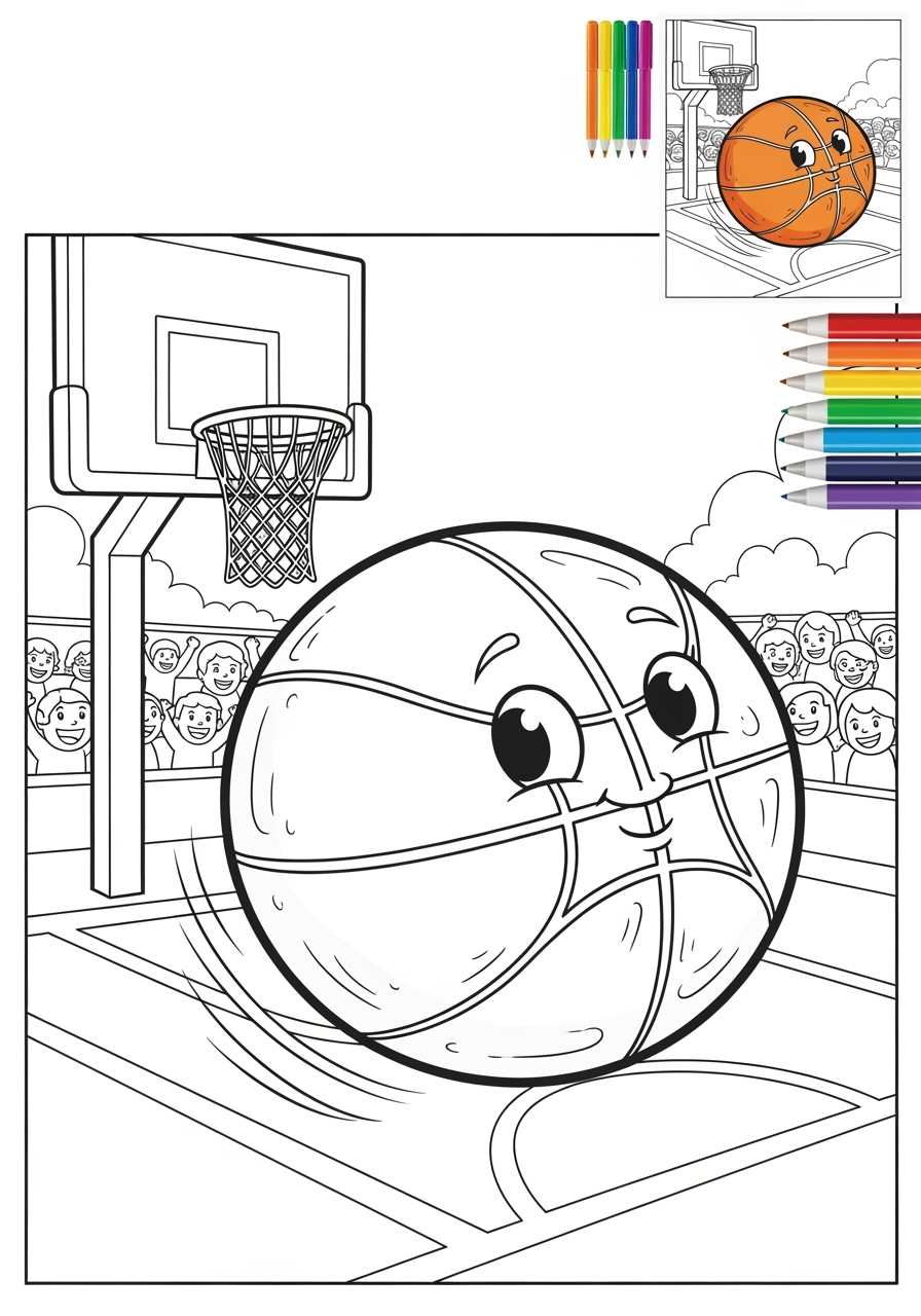 advanced sports and activities Ball Sports basketball kids coloring page 1