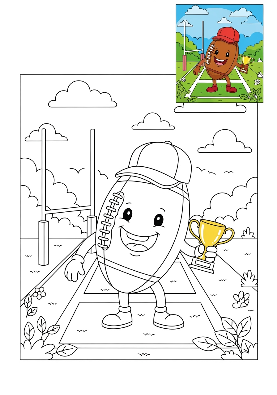 advanced sports and activities Ball Sports rugby kids coloring page 0