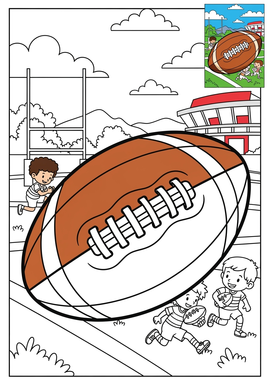advanced sports and activities Ball Sports rugby kids coloring page 1
