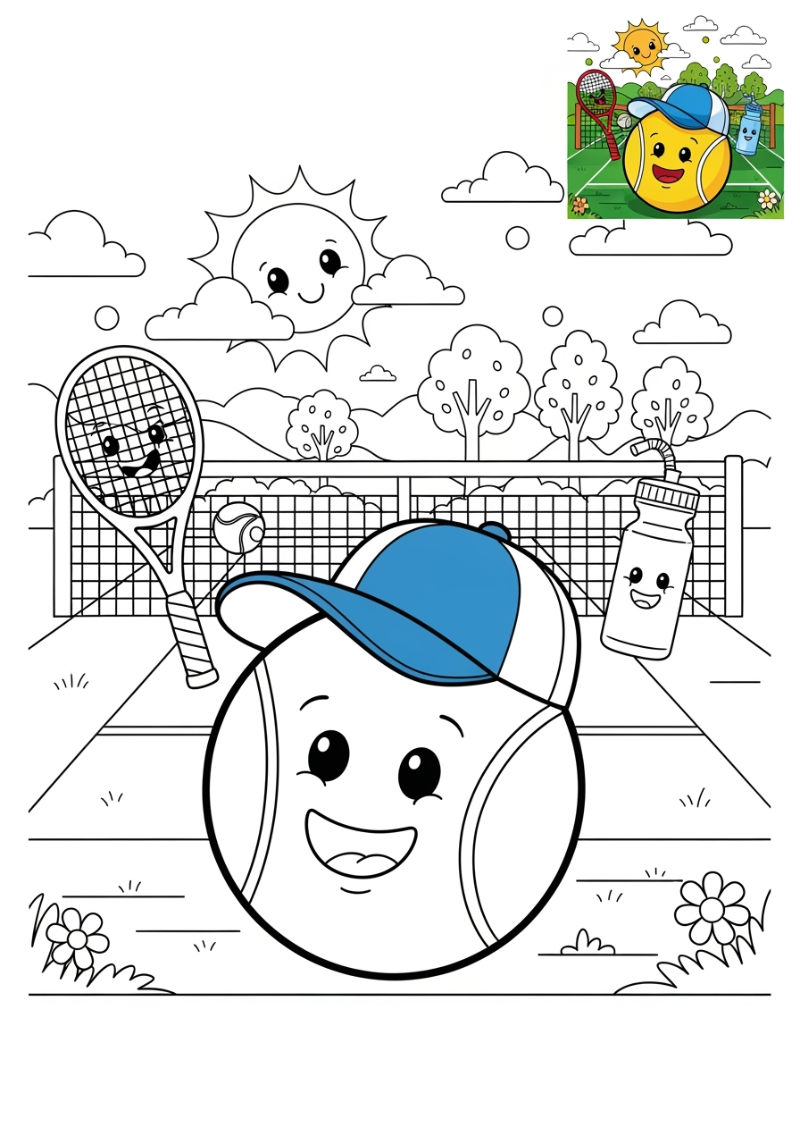 advanced sports and activities Ball Sports tennis kids coloring page 0