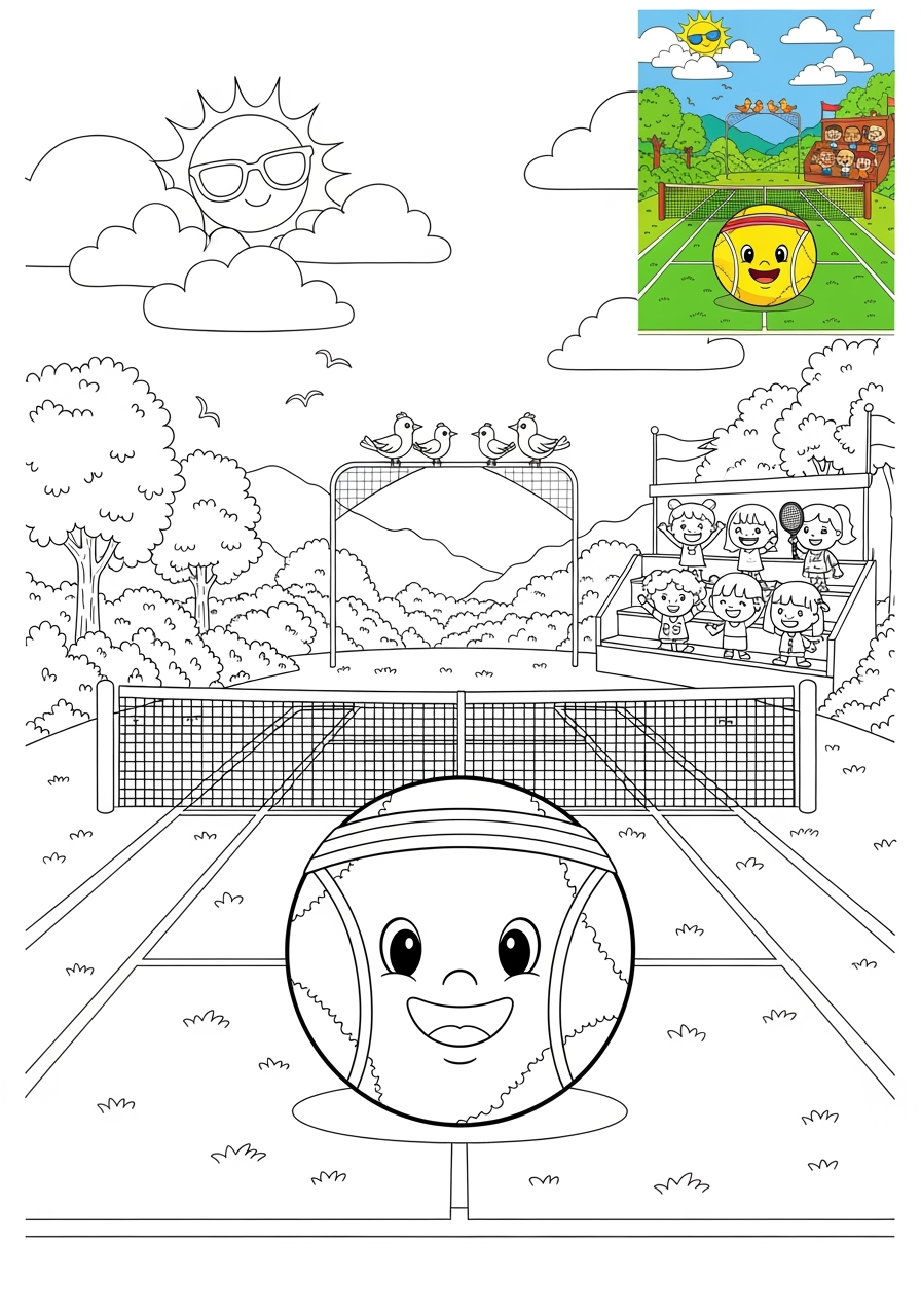advanced sports and activities Ball Sports tennis kids coloring page 1