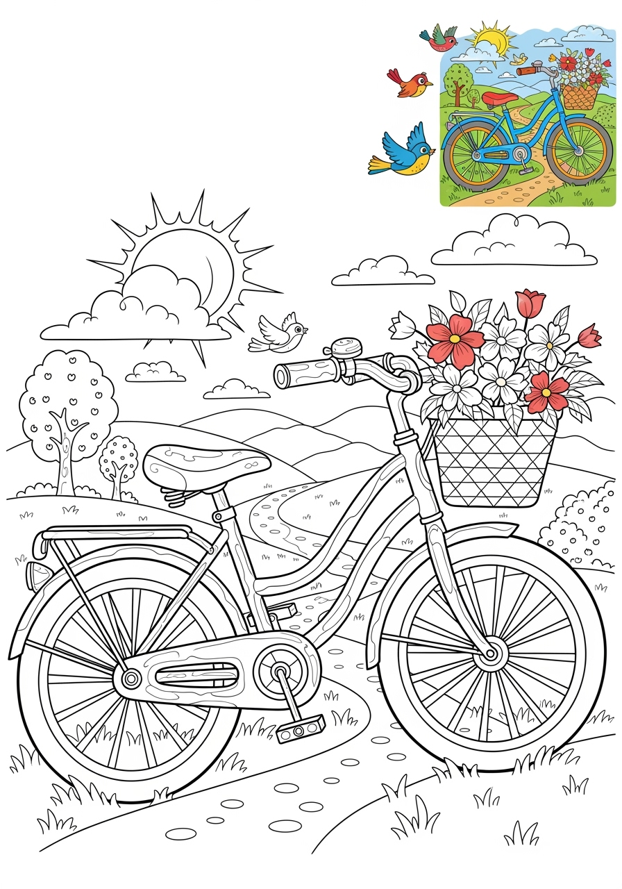 advanced sports and activities Outdoor Activities bicycle kids coloring page 1