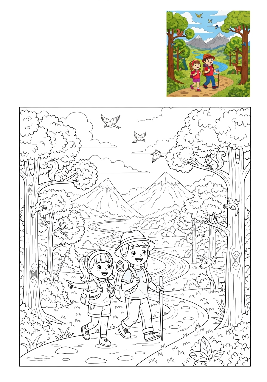 advanced sports and activities Outdoor Activities hiking kids coloring page 0