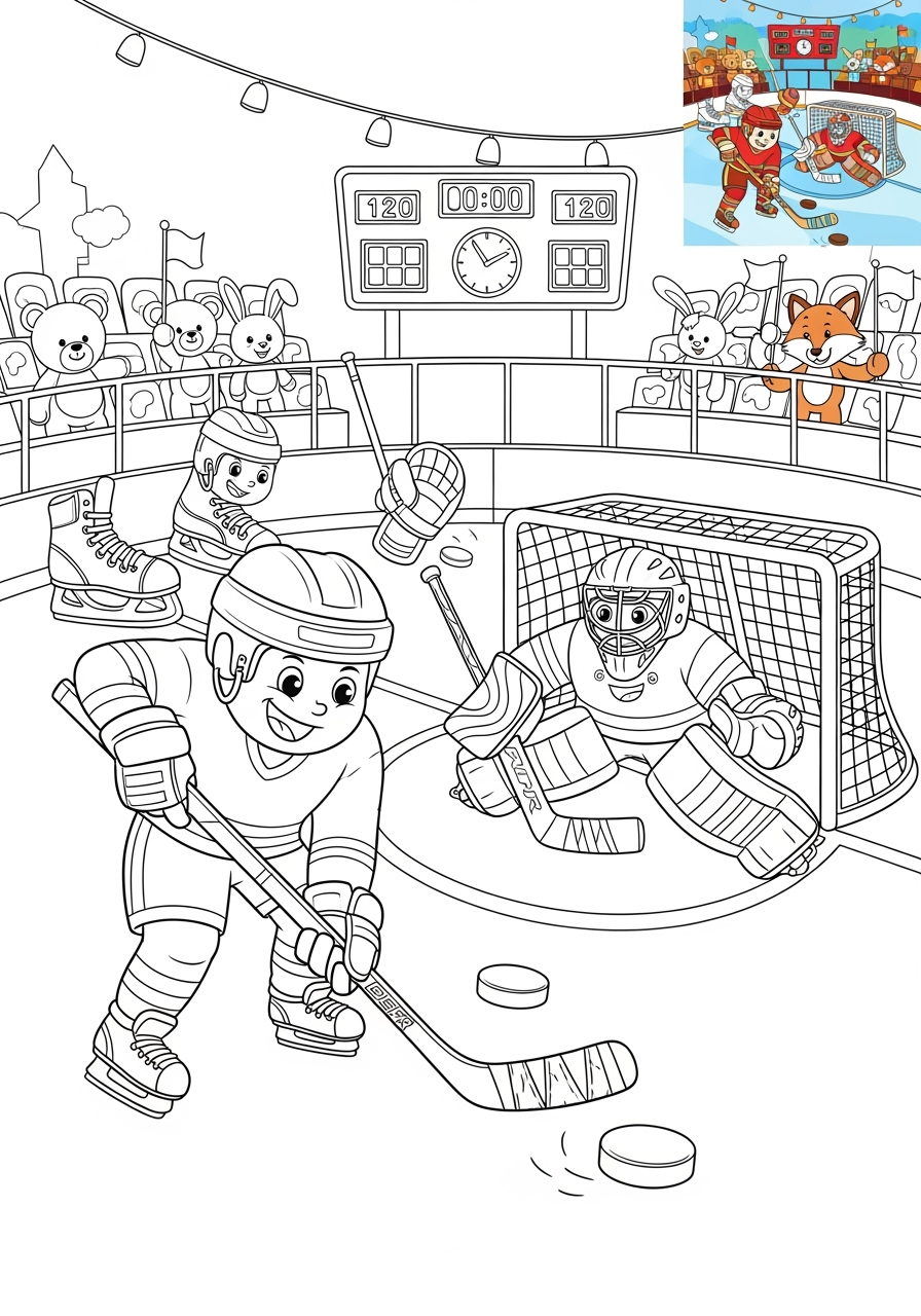 advanced sports and activities Winter Sports hockey kids coloring page 1