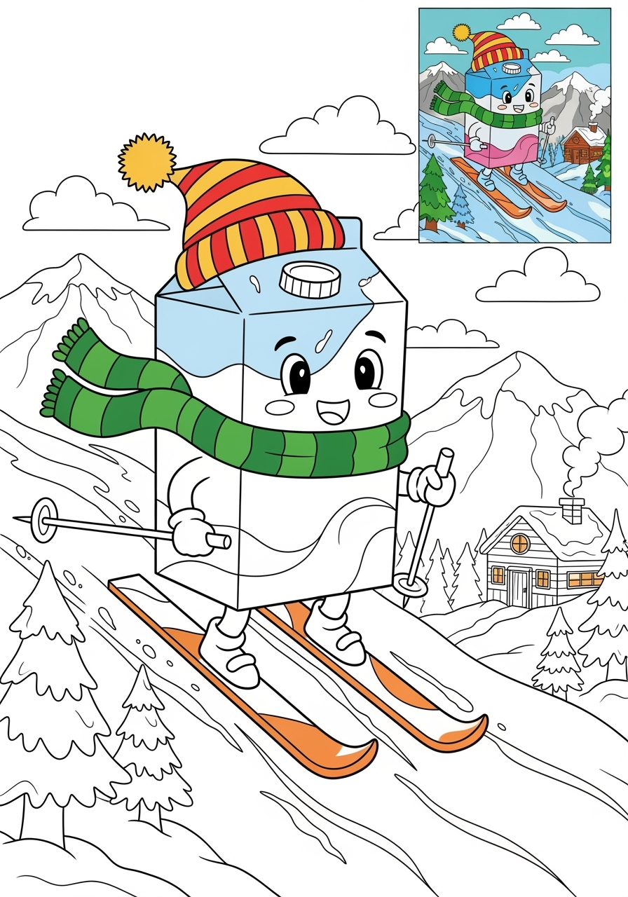 advanced sports and activities Winter Sports skiing kids coloring page 1