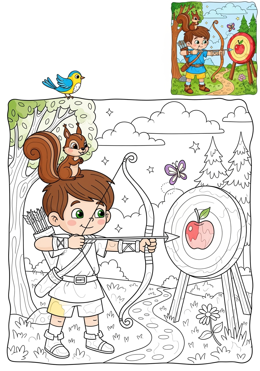 advanced sports and activities Other Games archery kids coloring page 1
