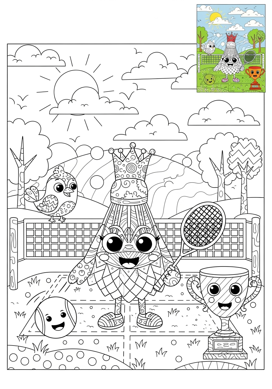 advanced sports and activities Other Games badminton kids coloring page 1