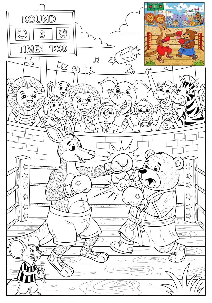advanced sports and activities Other Games boxing kids coloring page 1
