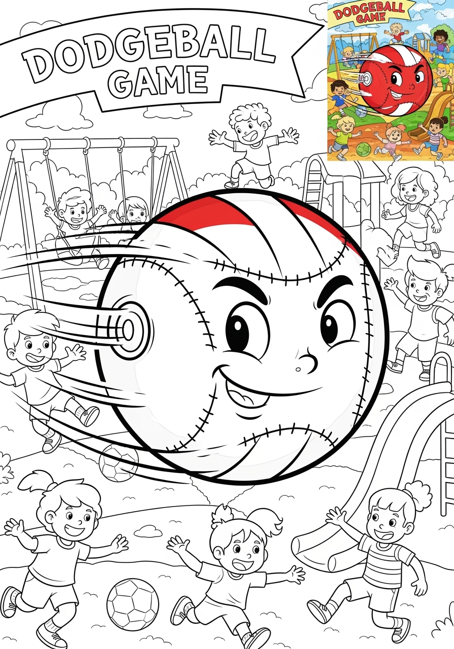 advanced sports and activities Other Games dodgeball kids coloring page 1