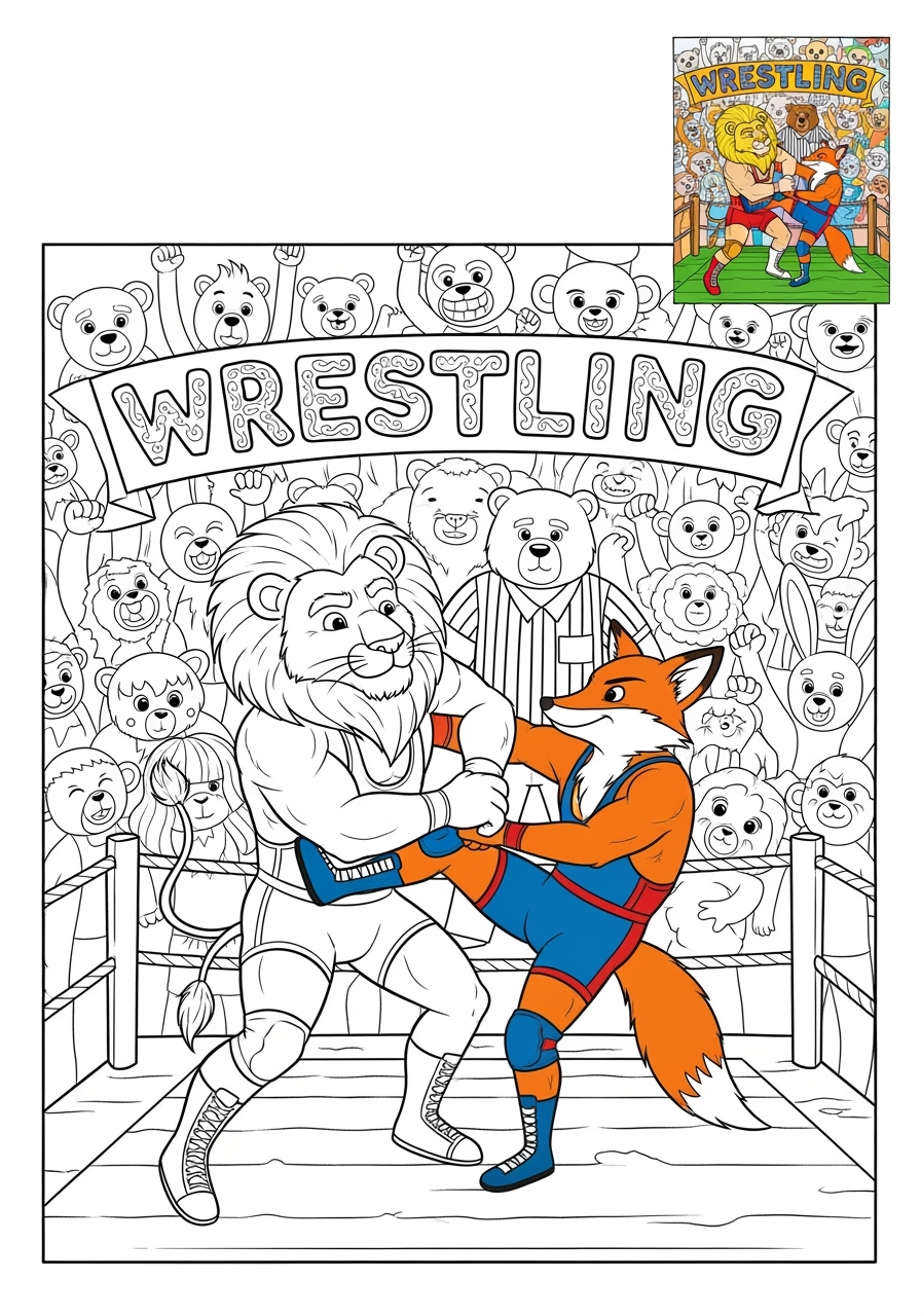 advanced sports and activities Other Games wrestling kids coloring page 0
