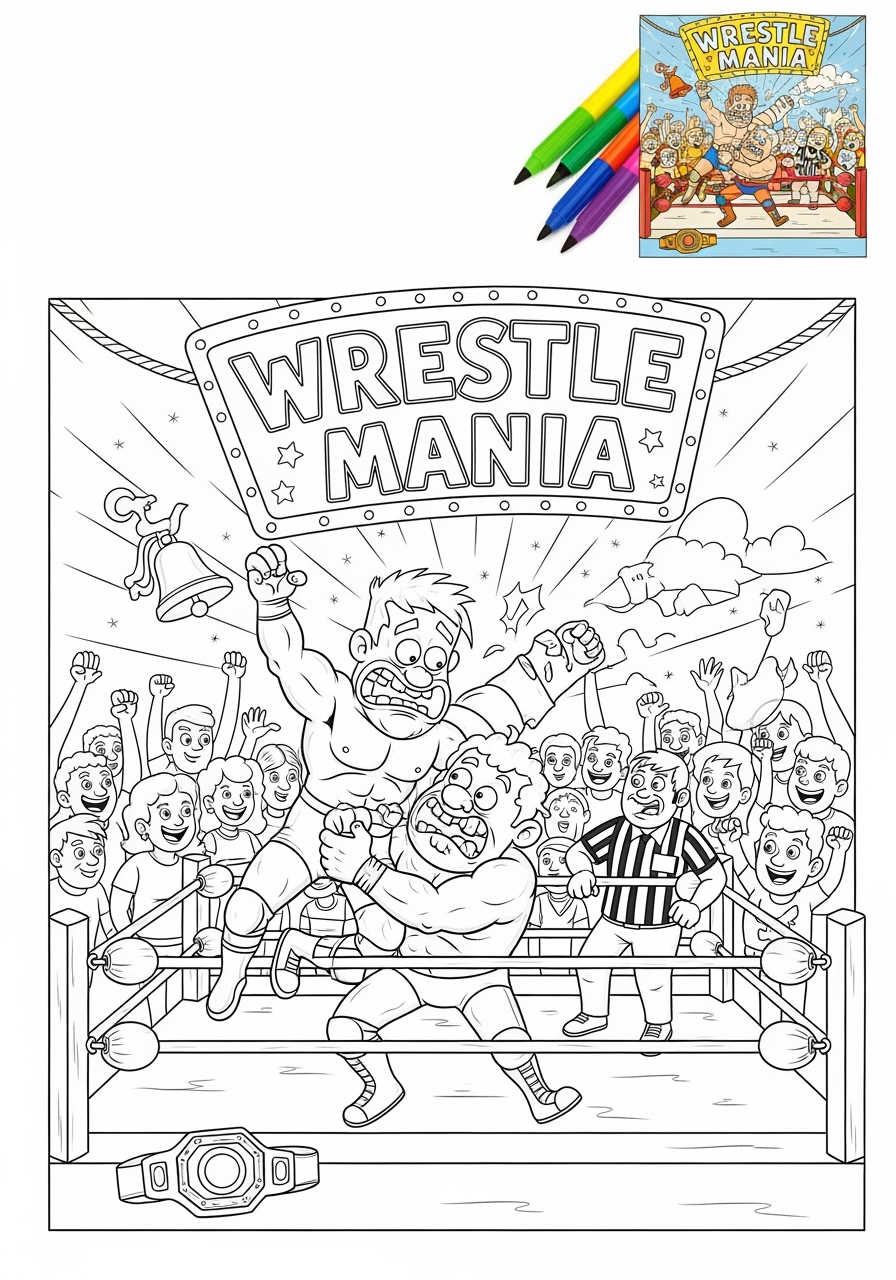 advanced sports and activities Other Games wrestling kids coloring page 1