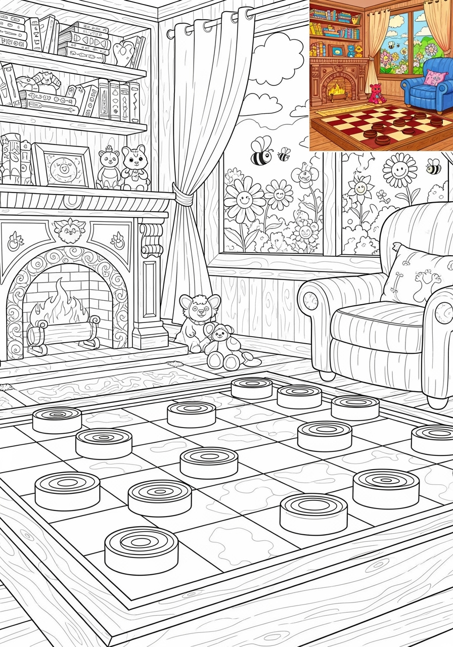 advanced toys and games Trò Chơi Bàn & Bài checkers kids coloring page 0