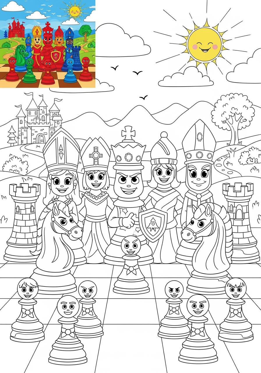 advanced toys and games Trò Chơi Bàn & Bài chess kids coloring page 0