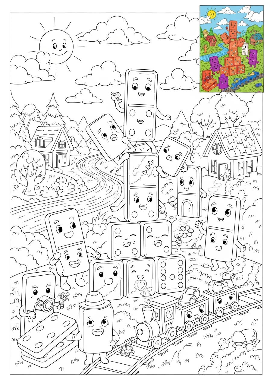advanced toys and games Trò Chơi Bàn & Bài dominoes kids coloring page 1