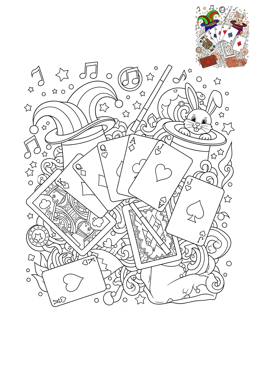 advanced toys and games Trò Chơi Bàn & Bài playing cards kids coloring page 1