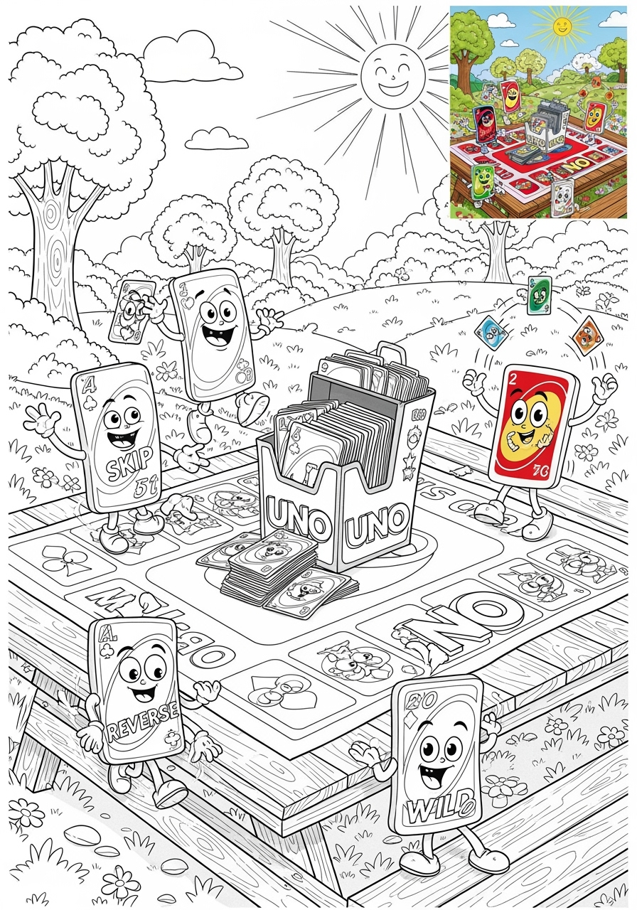 advanced toys and games Trò Chơi Bàn & Bài uno kids coloring page 1