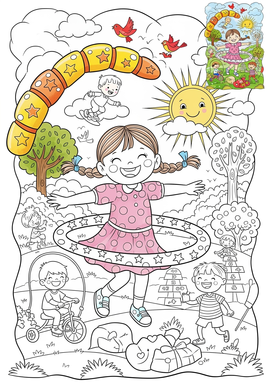 advanced toys and games Jouets d'Extérieur hula hoop kids coloring page 0