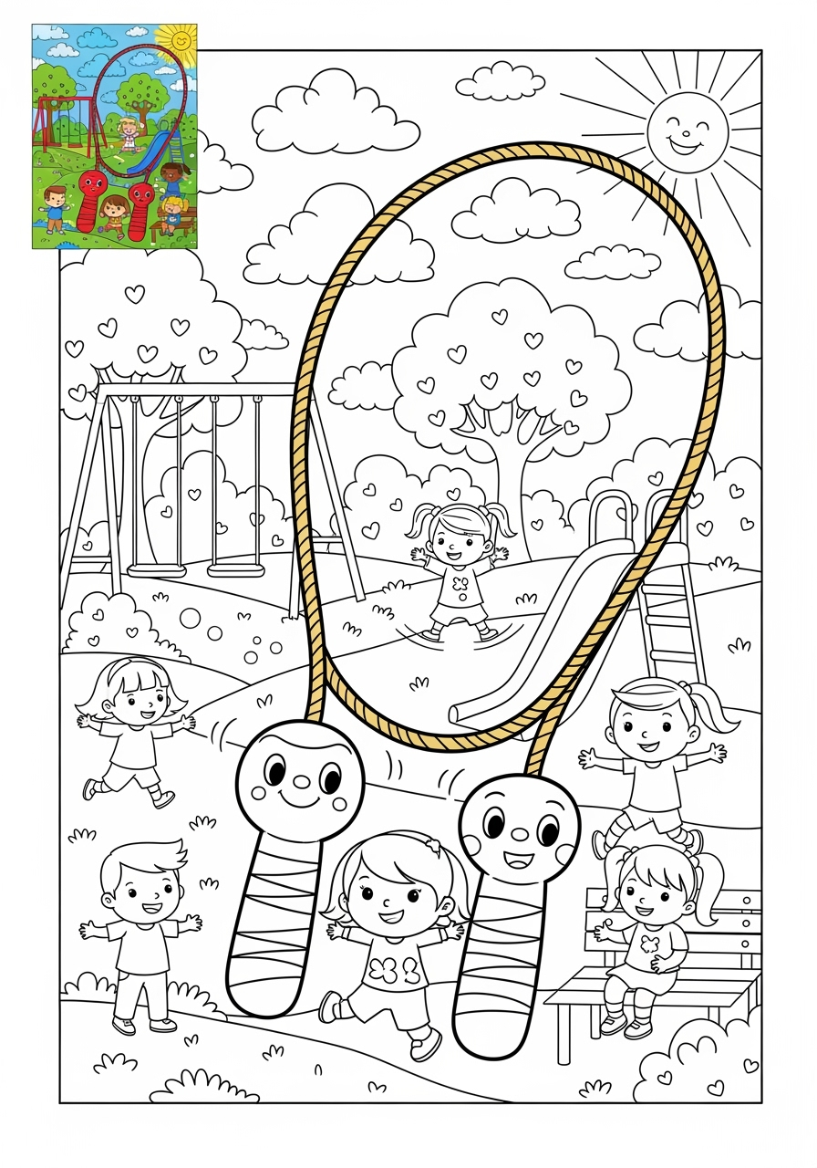 advanced toys and games Jouets d'Extérieur jump rope kids coloring page 1