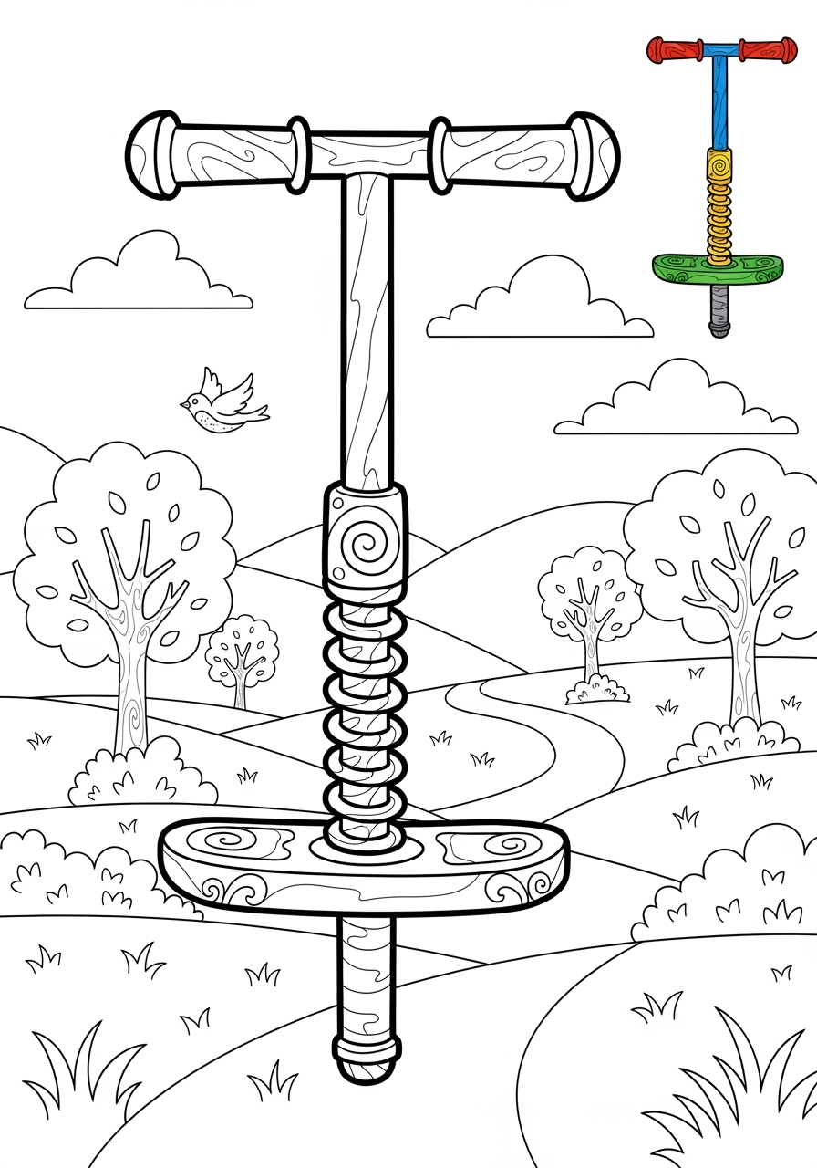 advanced toys and games Jouets d'Extérieur pogo stick kids coloring page 0