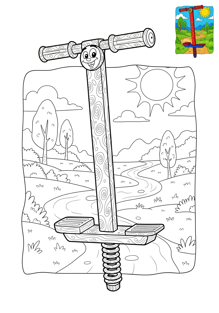 advanced toys and games Jouets d'Extérieur pogo stick kids coloring page 1